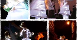 Elfés Lumineuses, échasse, blanc, noël, lumineux