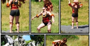 Acrobatie, animal, rue, déambulation, animation