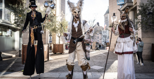 Wonderland, déambulation folle d'échassiers enchantés. Parfait pour les carnavals, paques et festival de musique. Possibilité de jonglage et jonglage lumineux