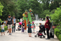 échassiers jardiniers dans un parc