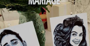 Mariés dessinés d'après photographie