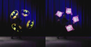 Affichage de logo personnalisé avec des pixel poï lumineuses lors du show 1finity