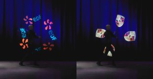 Animation visuelle LED pour un comité d'entreprise avec l'affichage du logo du client à Chambéry.